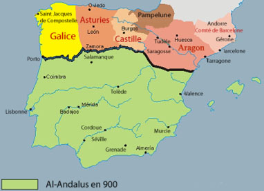 Mapa - Evolución de los Reinos Peninsulares durante la Reconquista